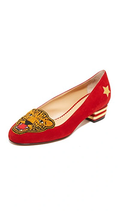 Charlotte Olympia Mascot Flats In Red/gold