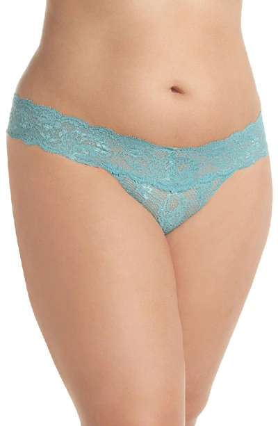 Cosabella Never Say Never Cutie Low-rise Thong In Dusty Turquoise