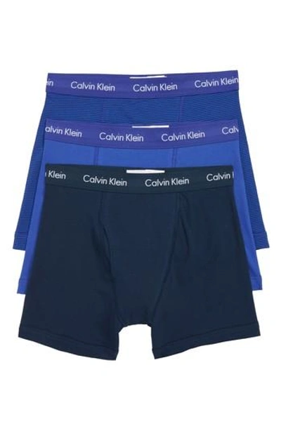 Calvin Klein 3-pack Boxer Briefs In Cerulean Stripe