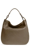 Bottega Veneta Large Loop Woven Leather Hobo - Grey In Limestone