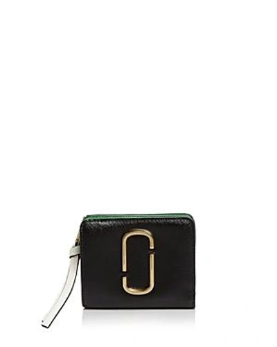 Marc Jacobs Snapshot Mini Leather Wallet In Black Baby Pink/gold