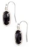 Kendra Scott Lee Small Drop Earrings In Rhodium/ Black Opaque Glass