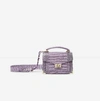 The Kooples Emily Croc-embossed Leather Mini Crossbody In Purple