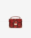 The Kooples Emily Snake-embossed Leather Mini Crossbody In Red