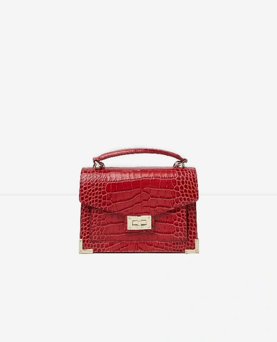 The Kooples Emily Croc-embossed Leather Mini Crossbody In Red