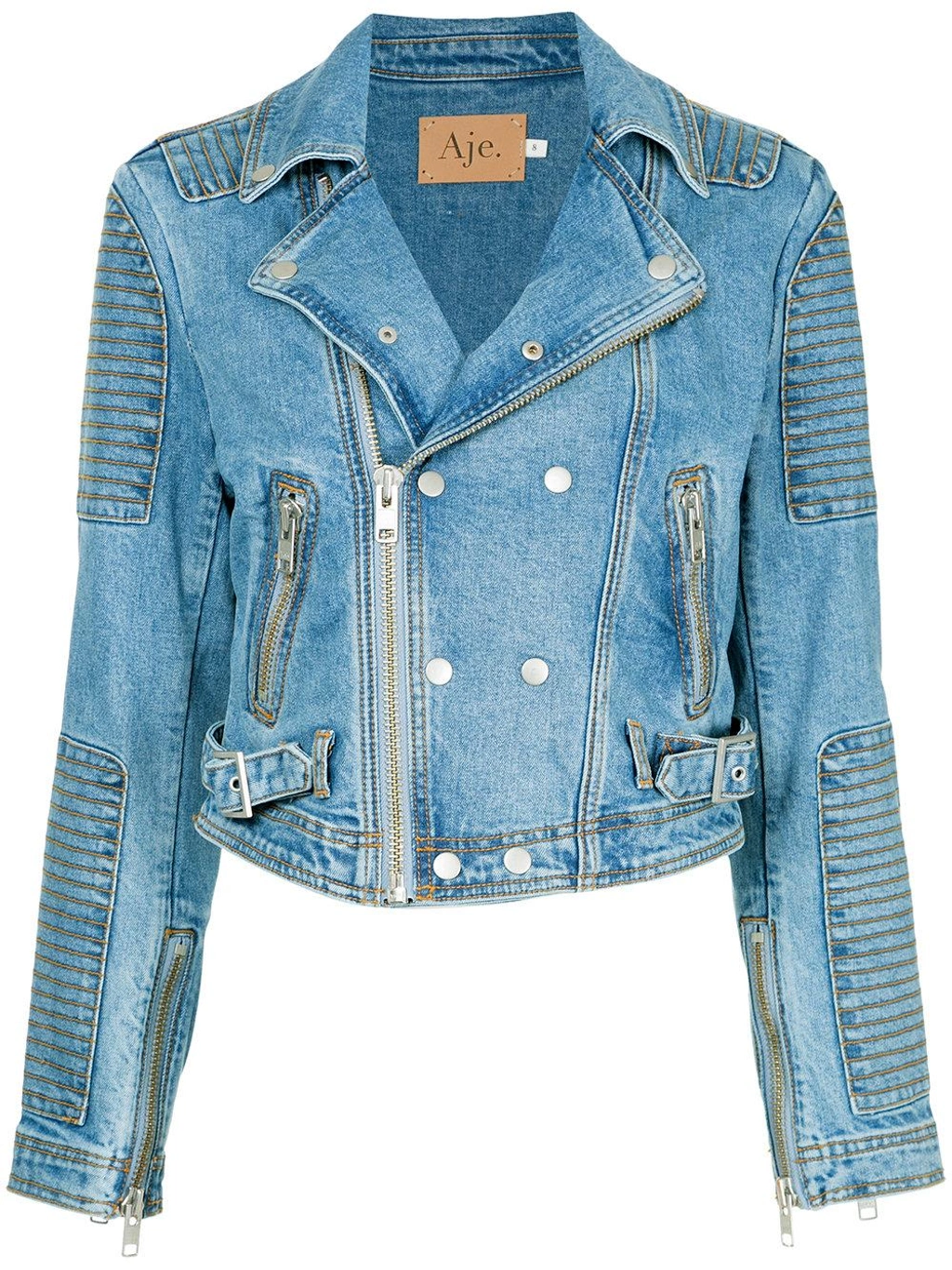 Aje Claudel Denim Biker Jacket Blue ModeSens