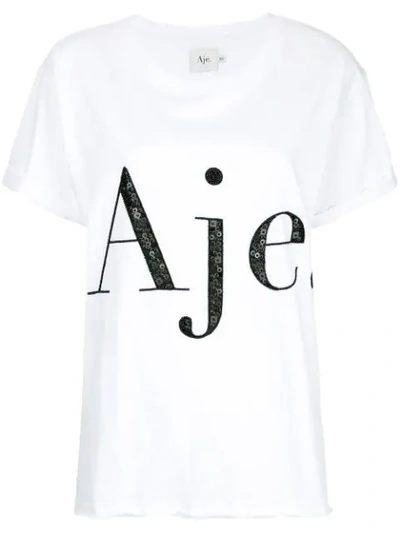 Aje Sequin Embellished Logo T-shirt In White