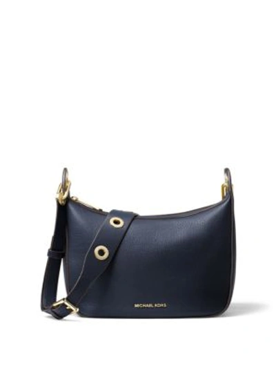 Michael Michael Kors Raven Medium Leather Messenger Bag In Navy |