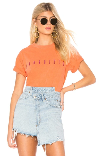 Paradised Embroidered Boxy Tee In Orange