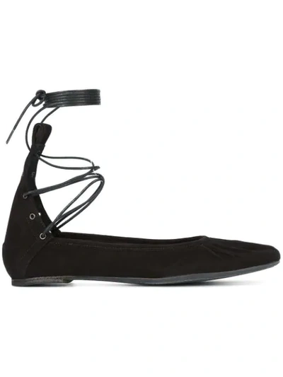 Ann Demeulemeester Ankle Tie Ballerinas In Black