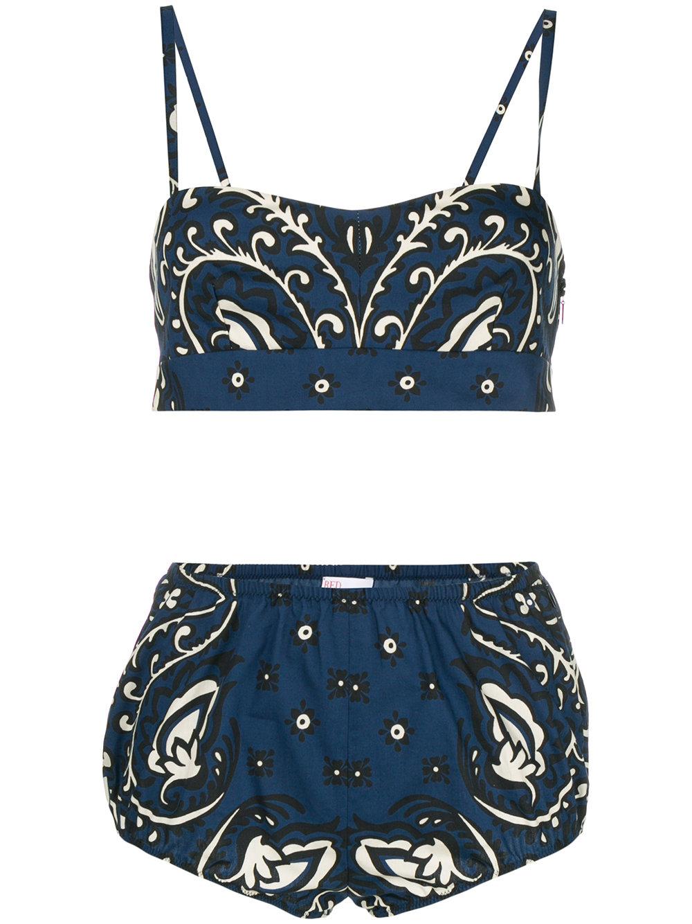 Red Valentino Bandana Print Lingerie Set - Blue | ModeSens