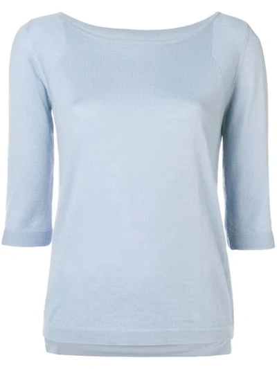 Sottomettimi 3/4 Sleeves Round-neck Pullover In Blue