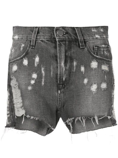 Circus Hotel Distressed Denim Shorts - Grey