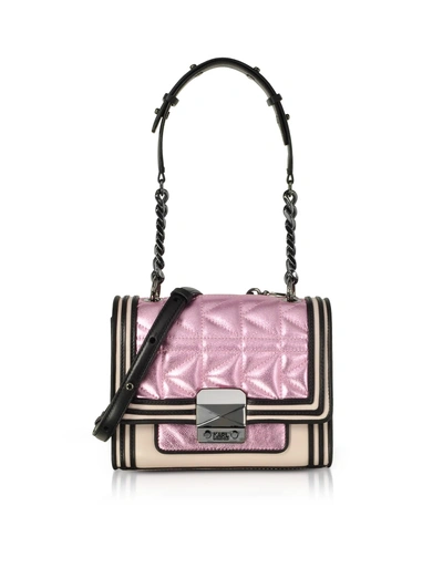 Karl Lagerfeld Metallic Pink K-kuilted Mini Handbag