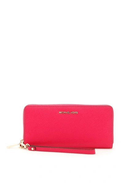 Michael Michael Kors Zip-around Wallet In Ultra Pinkrosa