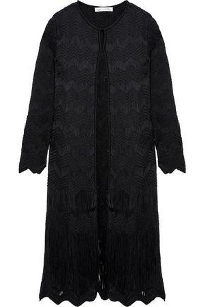Oscar De La Renta Woman Crocheted Silk Jacket Black