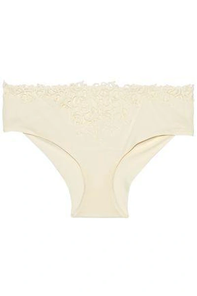 La Perla Woman Stretch-jersey And Guipure Lace Mid-rise Briefs Ivory