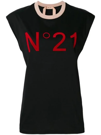 N°21 Sleeveless Logo T-shirt In Black