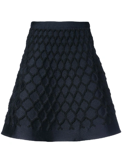 Oscar De La Renta Net Jacquard Knit Skirt - Black