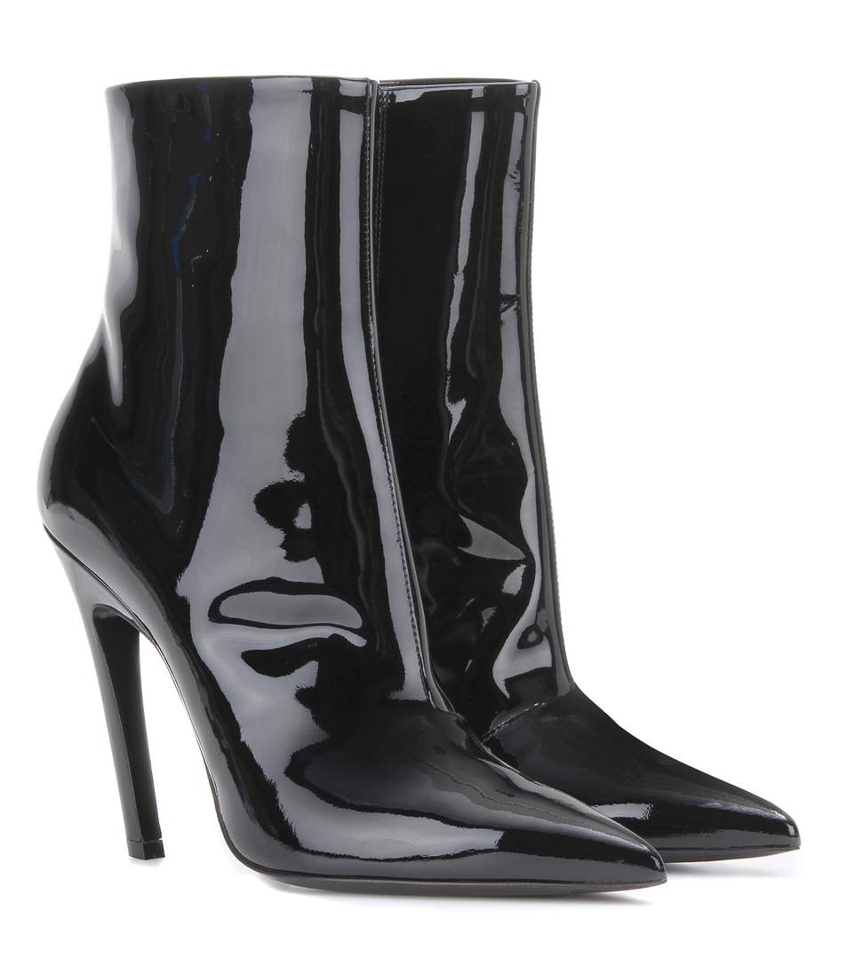 Balenciaga Slant-heel Patent-leather Boots In Eoir | ModeSens