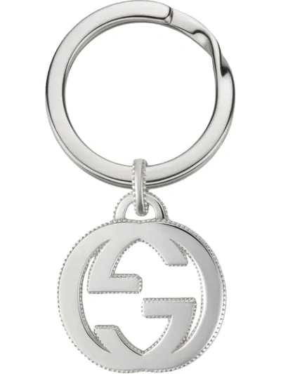 Gucci Interlocking G Keychain In Silver In Metallic