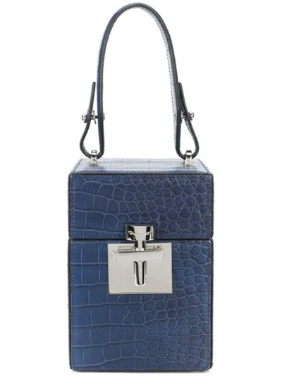 Oscar De La Renta Mini Alibi Top Handle Box Bag In Blue