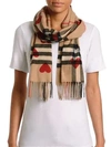 Burberry Heart-print Giant Check Cashmere Scarf In Red