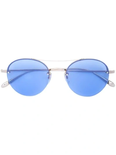 Garrett Leight Beaumont Round Steel Sunglasses In Blue