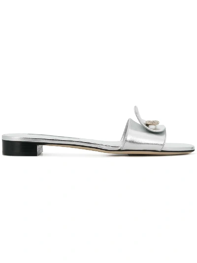 Brian Atwood Safety Pin Detail Sandals - Metallic