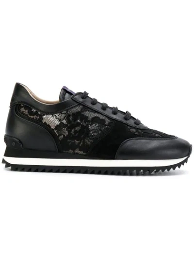 Le Silla Lace Embellished Sneakers In Black