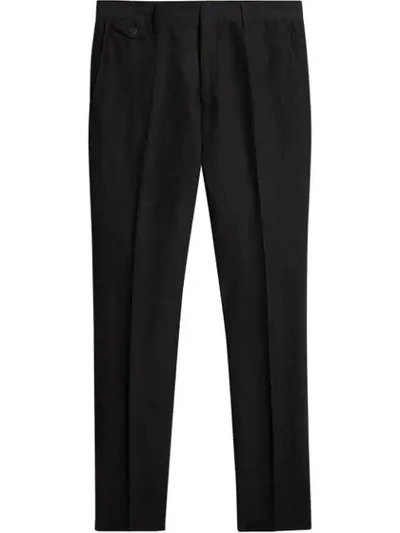 Burberry Classic Fit Mohair Linen Silk Tailored Trousers In Black