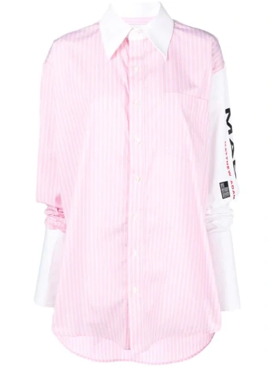 Matthew Adams Dolan Arm Logo Striped Shirt - Pink