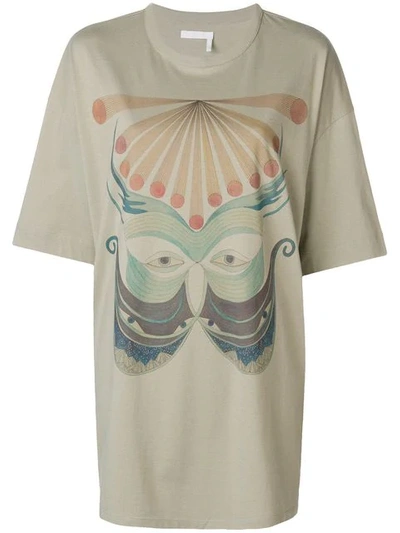 Chloé Oversized Graphic Print T In Grey