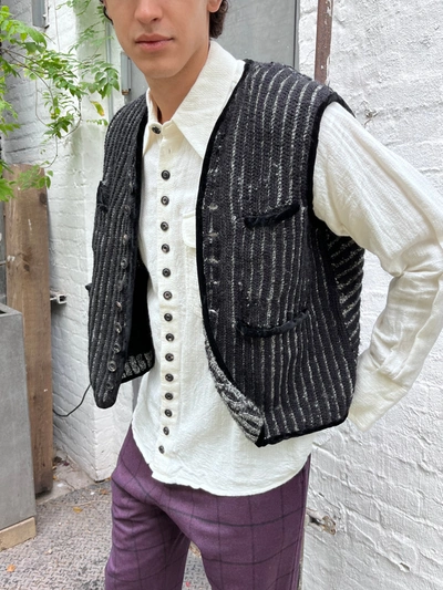 John Alexander Skelton Crochet Ribbed Waistcoat In L