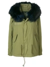 Mr & Mrs Italy Hooded Fur Trim Parka In Green