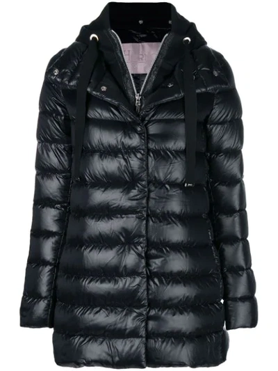 Herno Puffer Coat W/ Removable Fleece Underlay In Black