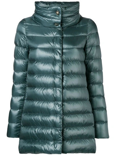 Herno Amelia Snap Button Fastening Down Jacket In Green