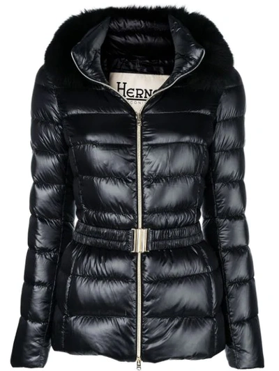 Herno Fur Hood Puffer Jacket In 9300 Black