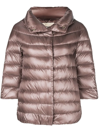 Herno 3/4 Sleeve Puffer Jacket In Pink