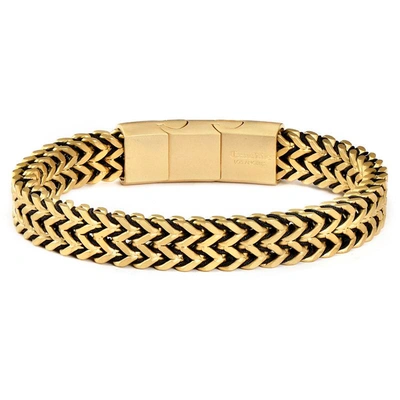 Crucible Jewelry Crucible Los Angeles Gold Matte Finish Stainless Steel Double Row Franco Chain Bracelet