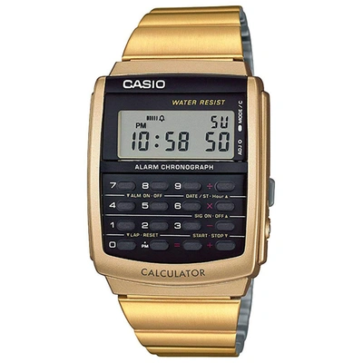 Casio Men's Black Dial Watch In Gold
