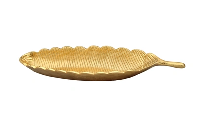 Classic Touch Decor Gold Leaf Shaped Dish With Vein Design