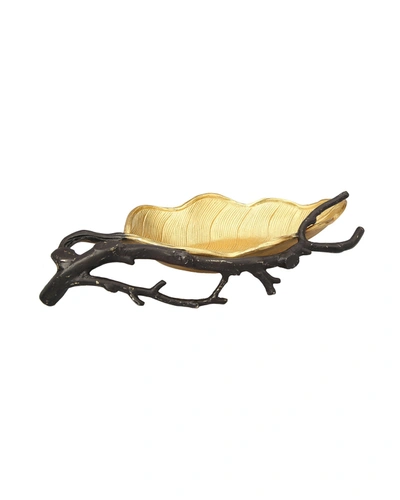 Classic Touch Decor Gold Leaf Candy Dish With Black Branch