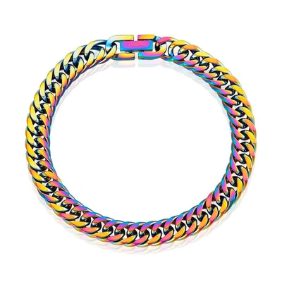 Crucible Jewelry Crucible Los Angeles Men's 8mm Wide Stainless Steel 8mm Cuban Chain Bracelet In Gold
