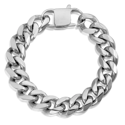 Crucible Jewelry Crucible Los Angeles Men's 14mm Stainless Steel Curb Bracelet In Silver