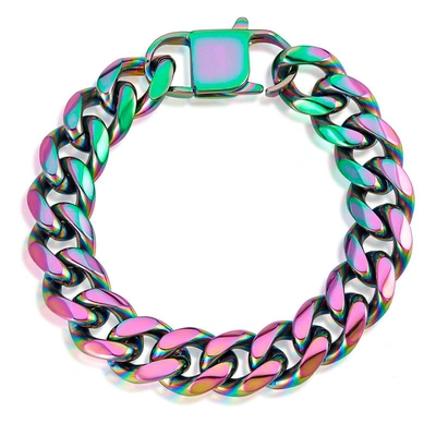 Crucible Jewelry Crucible Los Angeles Men's 14mm Stainless Steel Curb Bracelet In Green