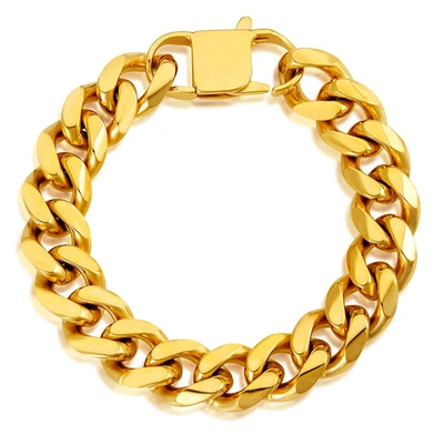 Crucible Jewelry Crucible Los Angeles Men's 14mm Stainless Steel Curb Bracelet In Gold