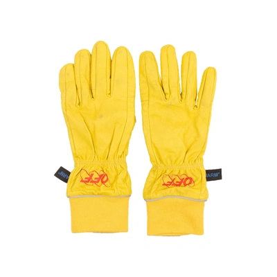 Off-white Yellow And Red Logo Gloves
