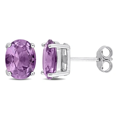 Mimi & Max 5ct Tgw Oval Simulated Alexandrite Stud Earrings In Sterling Silver In Purple