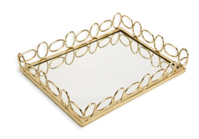 Classic Touch Decor Oblong Mirror Tray With Circular Gold Design